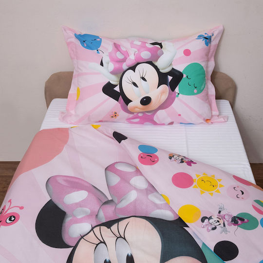 Viopros Minnie 51 Set Kids Duvet Cover Single with Pillowcase Cotton Multicolored 160x200cm