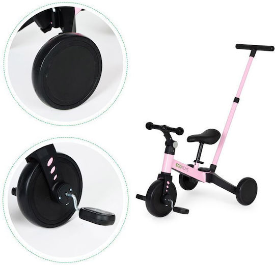 Ecotoys Push Tricycle with Parental Handle for 3-5 Years Pink