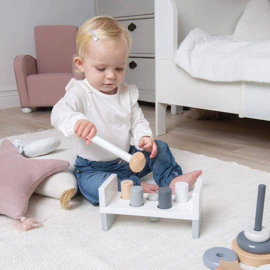 Jabadabado Hammer Toy Wooden Bench With Cylinders And Hammer Teddy made of Wood for 18++ Months