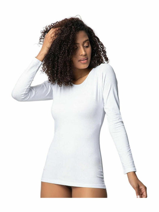 Per Mia Donna Women's Long Sleeve Cotton T-Shirt White