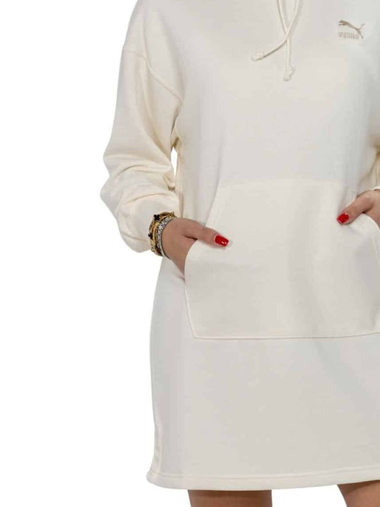 Classics Mini Αθλητικό Φόρεμα Μακρυμάνικο με Κουκούλα Off White