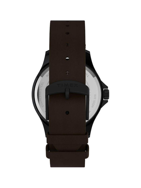 Timex Navi Xl Watch Battery with Brown Leather Strap