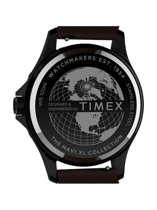 Timex Navi Xl Watch Battery with Brown Leather Strap