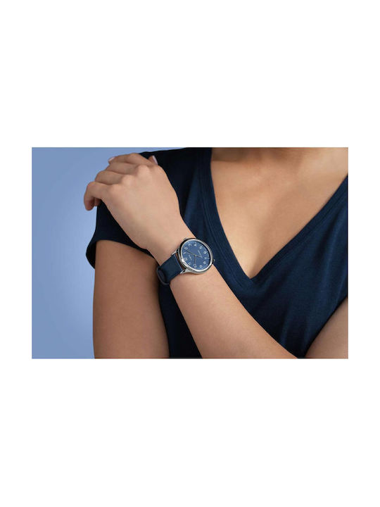 Timex Easy Reader Watch Battery with Blue Leather Strap