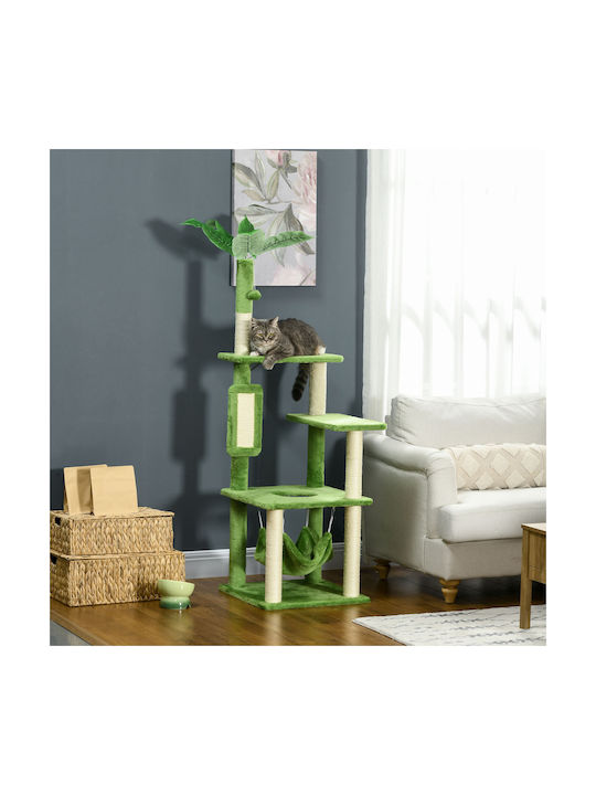 Pawhut Cats Scratching Post Cat Trees Green 49x49x142cm