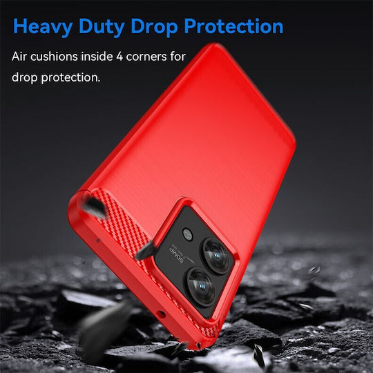 Carbon Fiber Back Cover Σιλικόνης Κόκκινο (Motorola Edge 40)