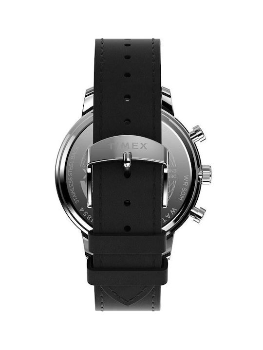 Timex Chicago Ανδρικό Ρολόι Χρονογράφος Μπαταρίας με Μαύρο Δερμάτινο Λουράκι