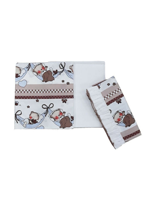 Beboulino Bear In Hammock Baby Sheets Set Crib Cotton Fitted Brown 95x150cm 2pcs 704-0745-1858