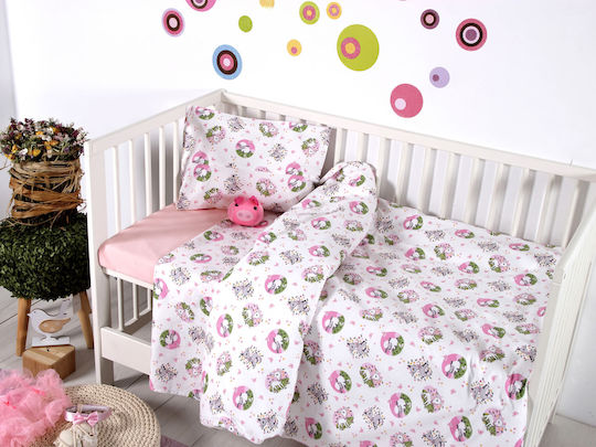 SB Home Elvin Baby Sheets Set Crib Cotton Pink 120x160cm 3pcs