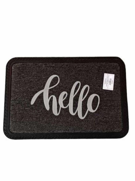 Sidirela Праг за вход Правоъгълена Килим с Антиплъзгаща подложка Hello Сив 40x60бр