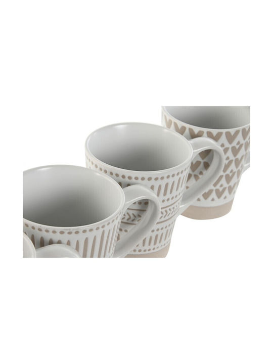 Home Esprit Boho Cană Ceramică Bej 360ml 4buc