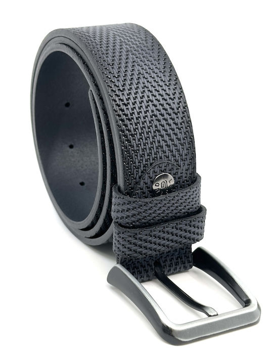 Wide Men's Belt Leather Blue