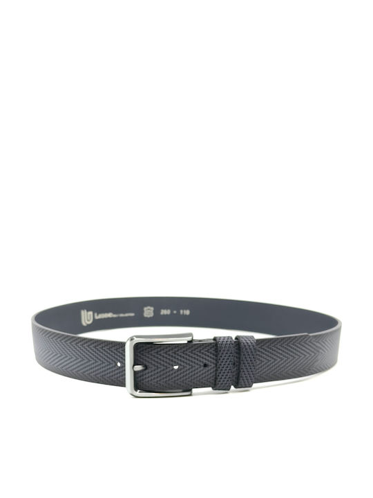 Wide Men's Belt Leather Blue