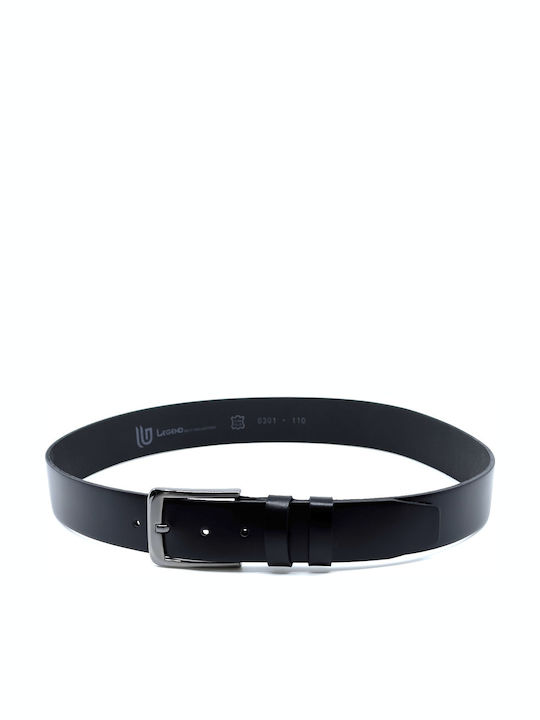 Wide Men's Belt Leather Black