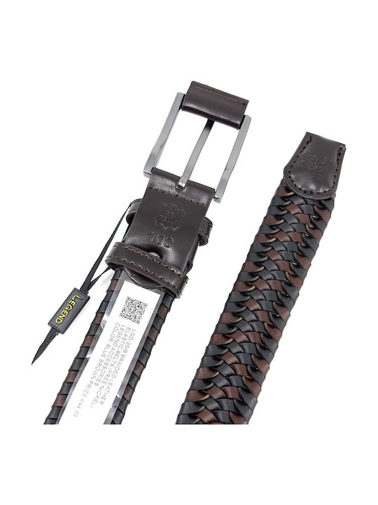 Elastic Men's Belt Leather Knitted Black