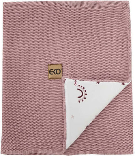Ekokids Κουβέρτα Αγκαλιάς & Λίκνου Pink Rose Rainbows Βαμβακερή Ροζ 100x80εκ.