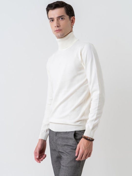 Hamaki-Ho Men's Long Sleeve Blouse Turtleneck White