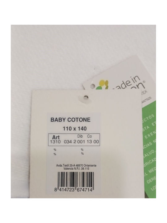 Manterol Casa Blanket Spanish Cot Cotton White 110x140cm