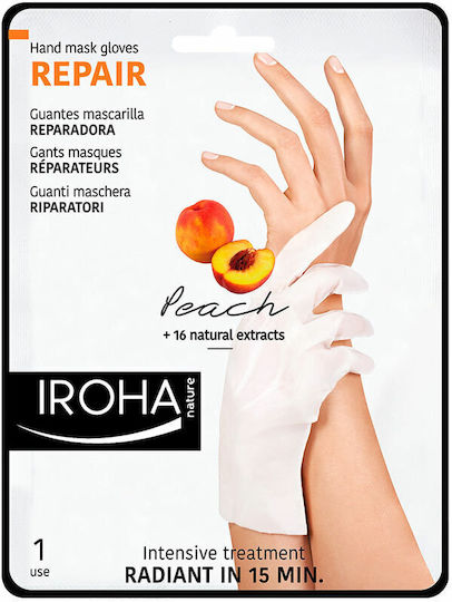 Iroha Nature Peach Μάσκα Θρέψης για Χέρια 1 Ζευγάρι