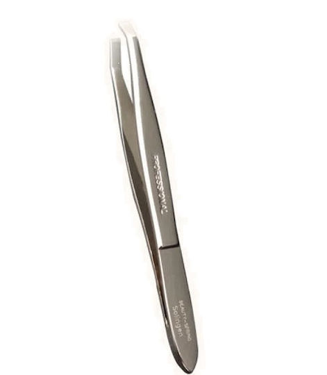 Beauty Spring Eyebrow Tweezer with Slanted Nose Nickel Tweezers Slanted 7280 Silver