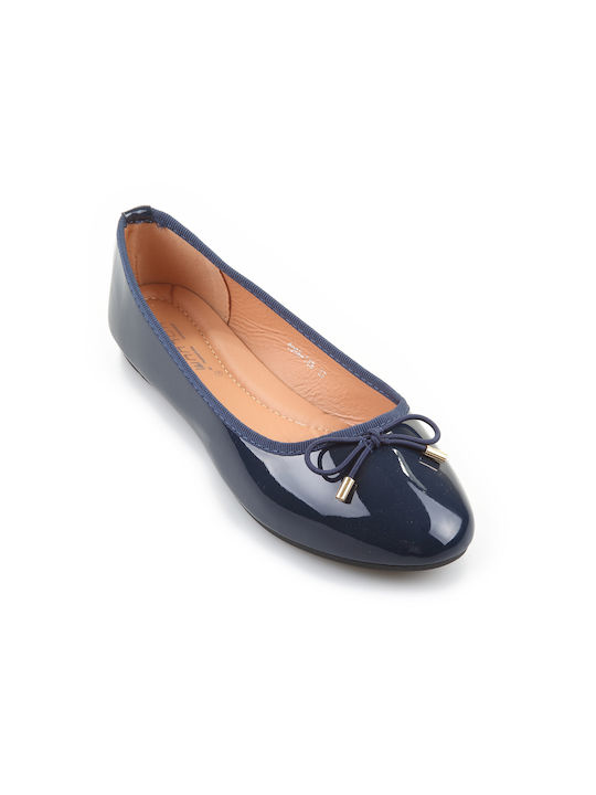 Fshoes Patent Leather Ballerinas Blue