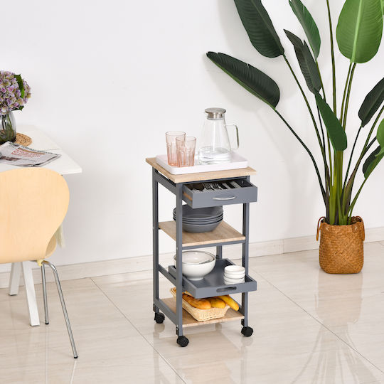 HomCom Metallisches Küchenregal Mit 3 Ebenen Grau 37x37x76cm