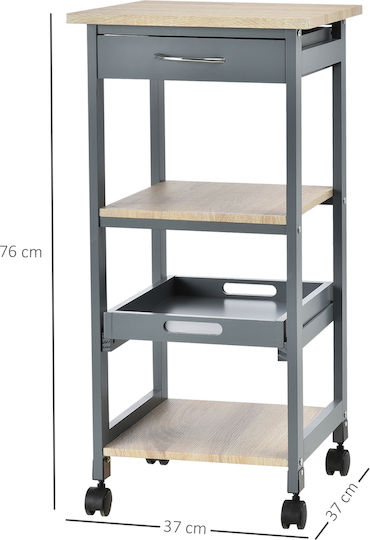HomCom Metallisches Küchenregal Mit 3 Ebenen Grau 37x37x76cm