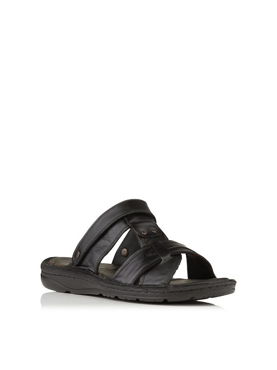 Rasyonel Comfort Leder Herrensandalen in Schwarz Farbe