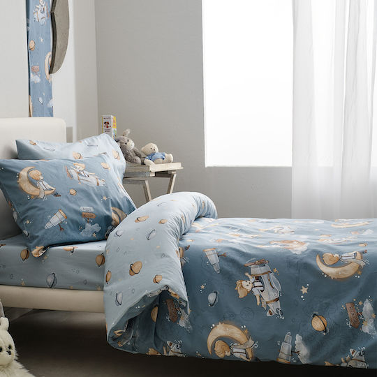 Vesta Home Kinderbettlaken Set Baumwollblau Travel 170x260cm 3 Stück
