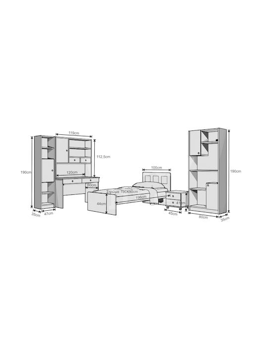 Τετράγωνο 1 Καφέ 120x60x60cm