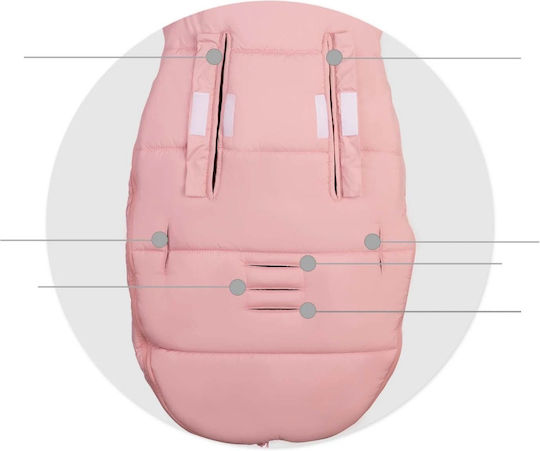Ricokids Elmi Ποδόσακος Καροτσιού Αδιάβροχος Ροζ με Βελούδινη Επένδυση 95x45εκ.