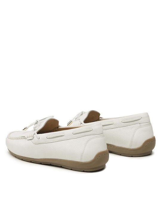 Ara Leather Women's Moccasins in White Color