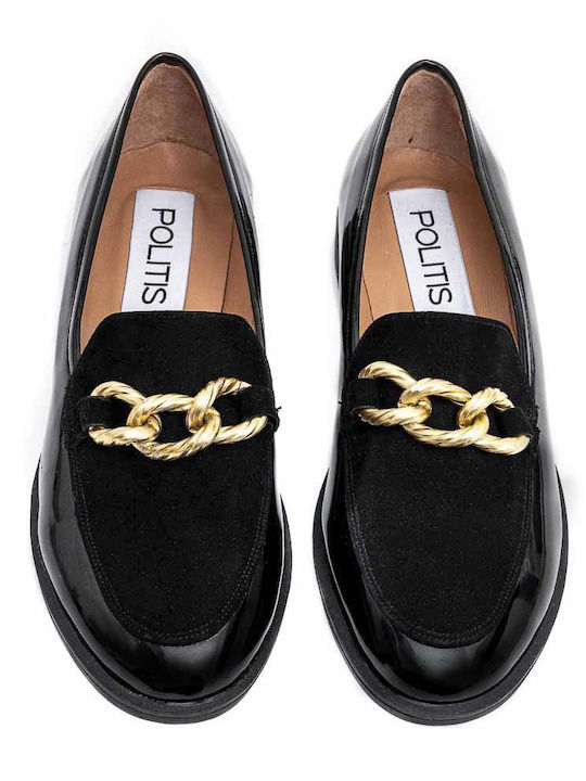 Patent Leather Women's Moccasins in Black Color