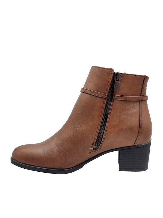 Leder Stiefeletten Damen Tabac Braun