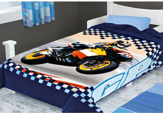 Belpla Decke Kinderdecken Samt Ster 222 Blau 160x220cm