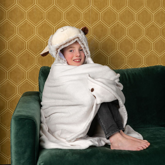 Noxxiez Decke Samt Schäfchen Beige 100x130cm