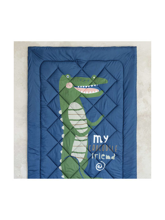 Nima Kids Duvet Single with Microfiber Filling Crocodile Blue 160x240cm