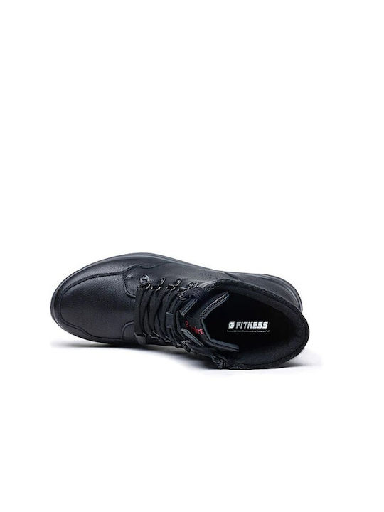 Leather Black Men's Boots Waterproof Anatomical