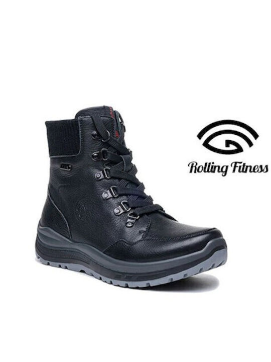 Leather Black Men's Boots Waterproof Anatomical