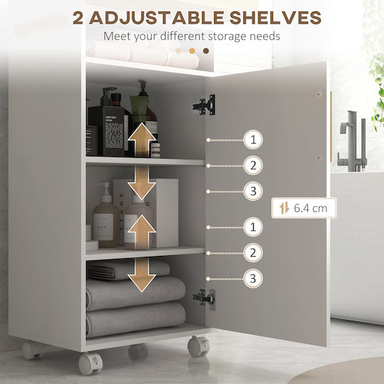 Kleankin Bathroom Cabinet L40xW30xH88cm White