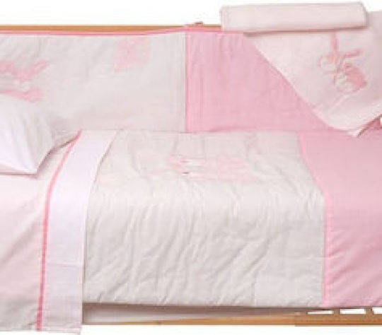 Viopros Baby Crib Bedding Set 6pcs Pink