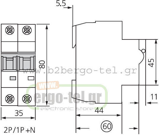 Kripal Автоматичен Прекъсвач 32Спецификация Двуполюсен AC 209-001100232