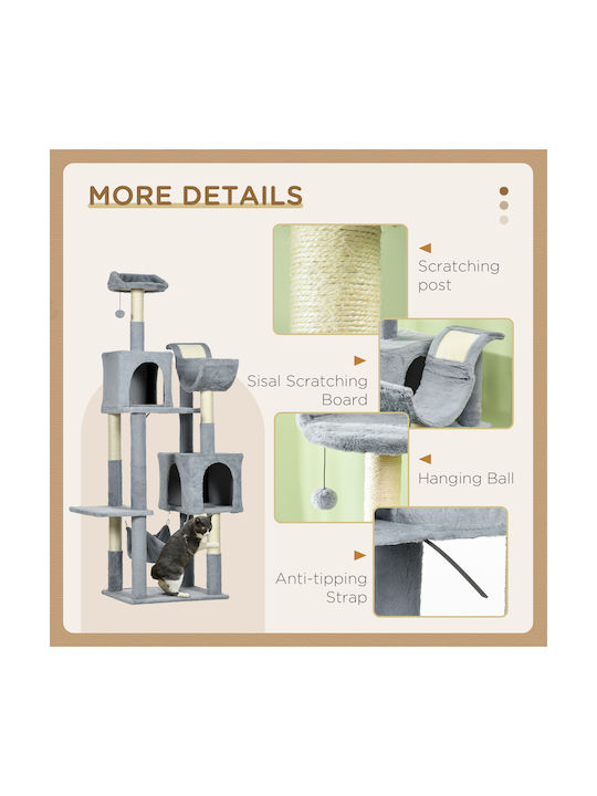 Pawhut Scratching Post Cat Trees Gray 55x49x177cm