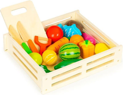 Fruits & Vegetables Toy Καφάσι Με Φρούτα Και Λαχανικά made of Wood for 6+ Years Old 17pcs