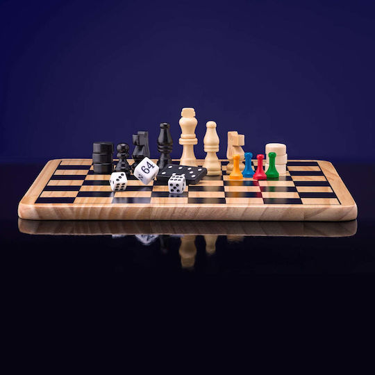 Woodyland Wooden Checkers & Dice Set for Backgammon