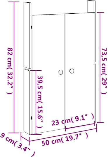 vidaXL Floor Bathroom Shelf Wooden 50x9x82cm Black