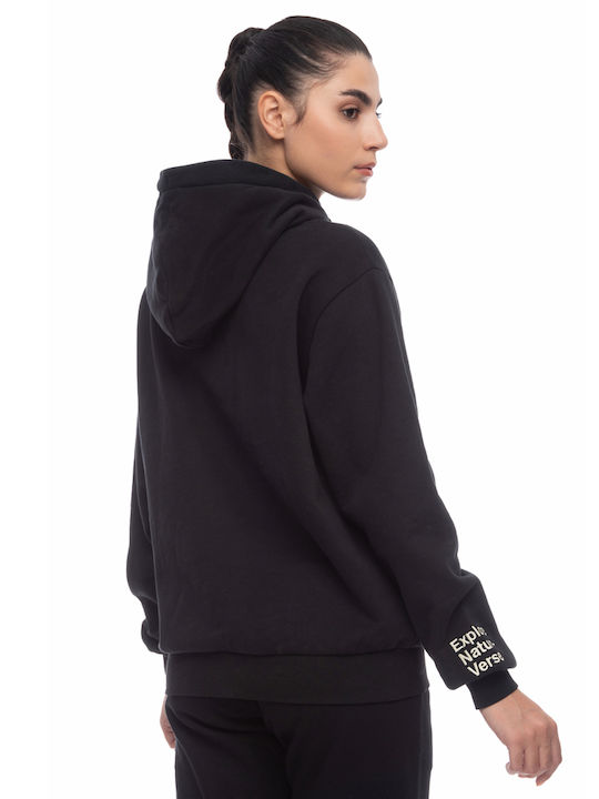 Be:Nation Women's Hooded Fleece Sweatshirt BLACK