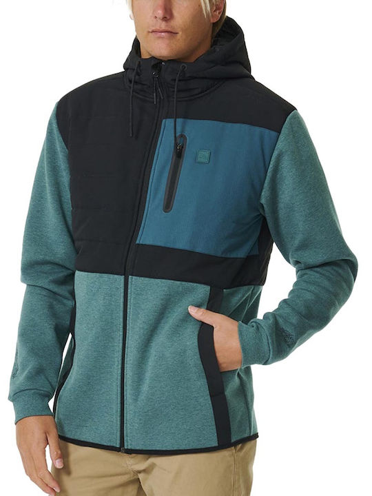 Rip Curl Herren Sweatshirt Jacke mit Kapuze und Taschen Petrol Blau