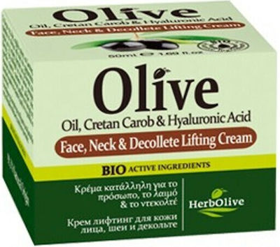 Madis Herbolive Olive Oil, Cretan Carob fără culoare Hidratantă & Anti-îmbătrânire Cremă Pentru Față cu Acid Hialuronic & Aloe Vera 50ml