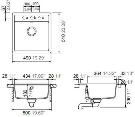 Schock Drop-In Spüle aus Verbundgranulat B49xT51cm Weiß